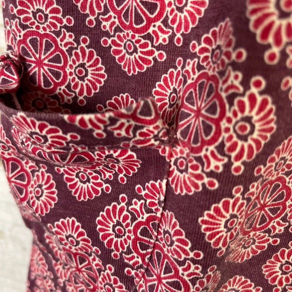 Tea Kids Girls Red Patterned Kimono Style Dress 6 Short Sleeve